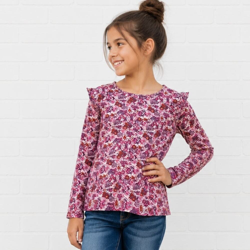 365 Kids Girls Purple Floral Top Size 7